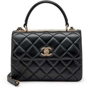 Chanel Black Quilted Lambskin Small Trendy CC Dual Handle Flap Gold Hardware